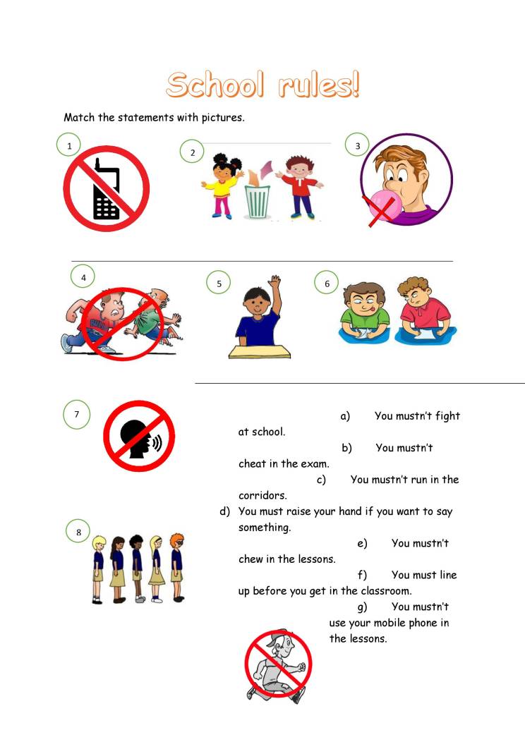 The Notes To Learn The Usage Of Must - Must Not (School Rules) - Notes ...