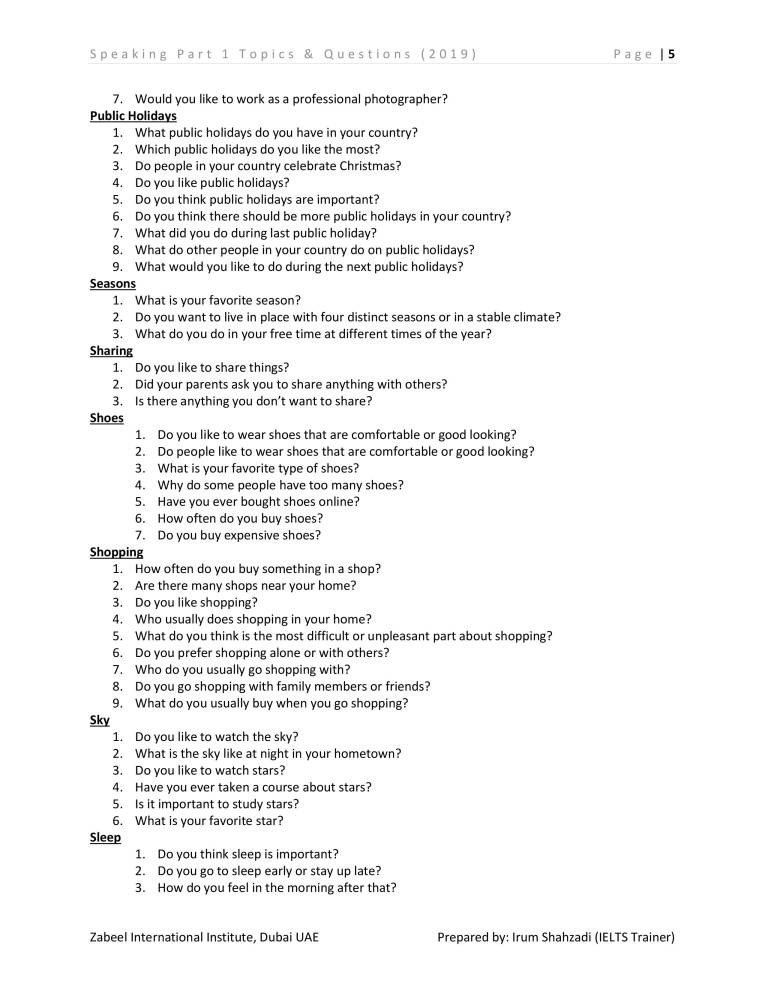 IELTS Speaking Part 1 - Notes - MyPrivateTutor UAE